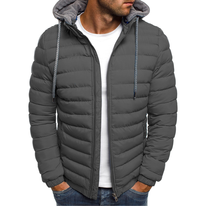 Manteau d'hiver 2021 en duvet pour homme, couleur unie, épais, ample, rembourré en coton, taille européenne_voghion.com