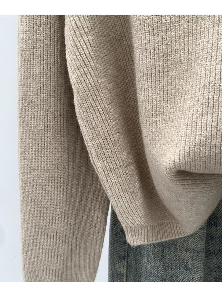Pull oversize en tricot décontracté à manches longues et col rond pour femme, tissu chenille doux, style décontracté et chic, collection automne-hiver_voghion.com