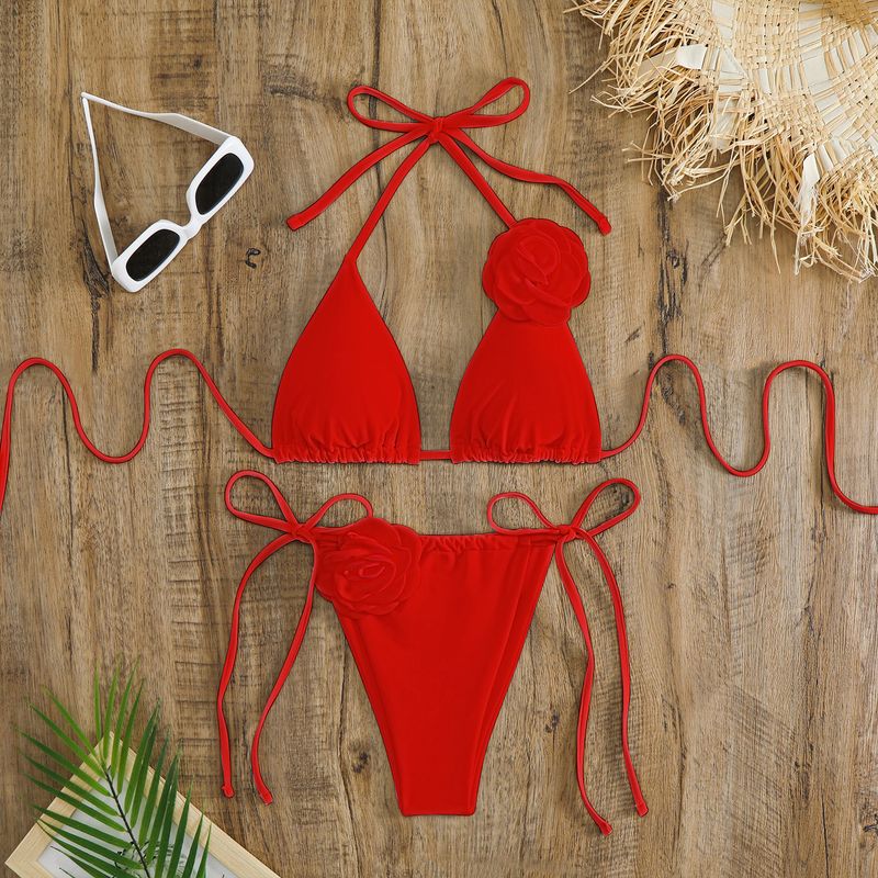 New Three-dimensional Floral Women's Swimsuit Bikini Set_voghion.com