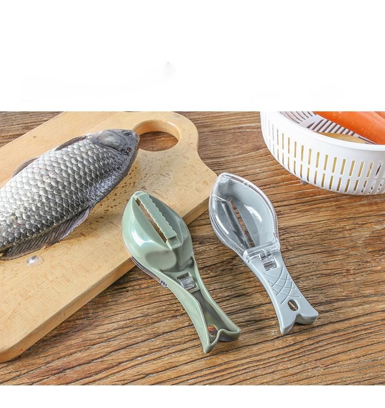 Handmatige schraper met deksel, visschubbenverwijderaar voor thuis in de keuken, antislipgereedschap, geen handletsel, spatwaterdicht_voghion.com