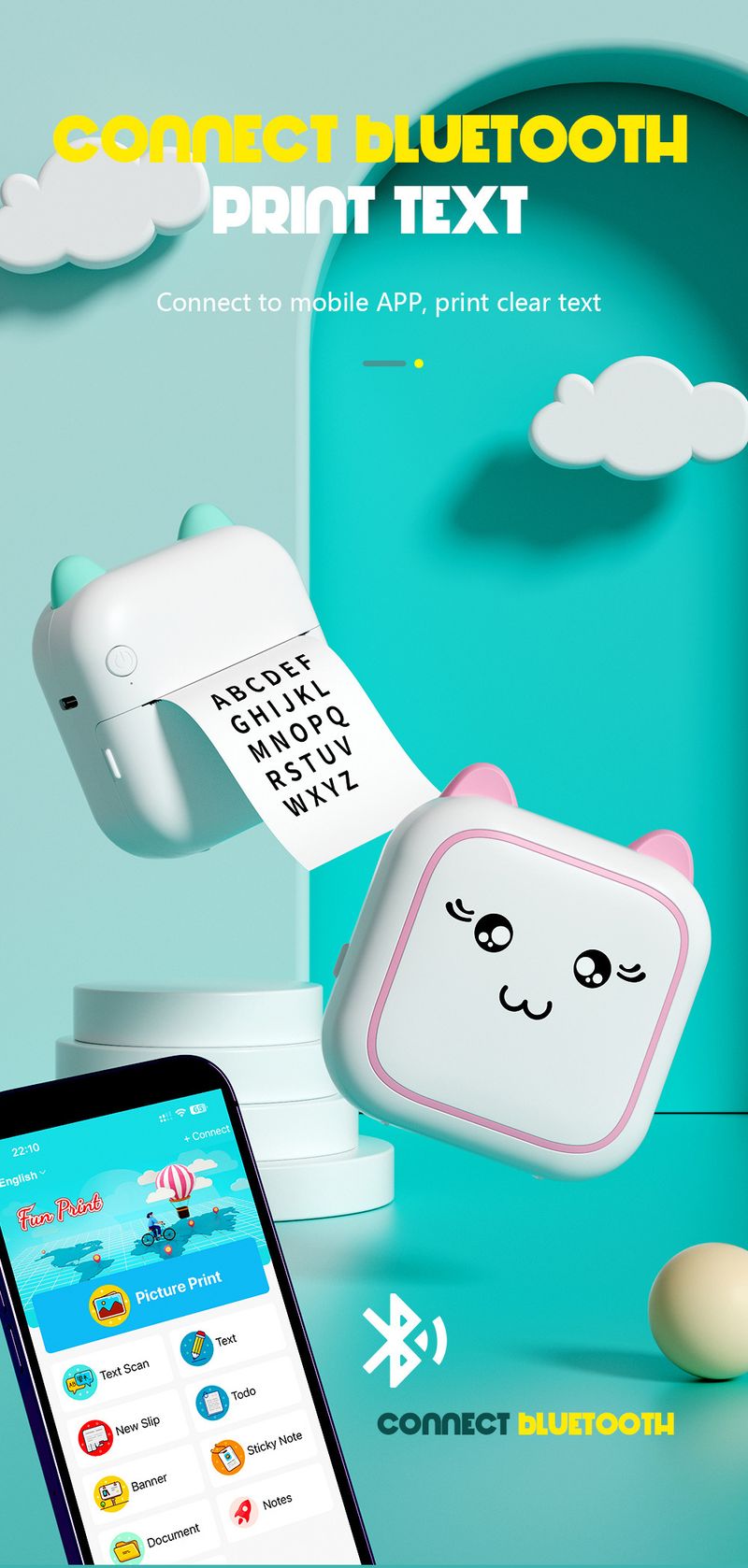 New mini printer portable small household can be connected to mobile phone Bluetooth photo label printer_voghion.com