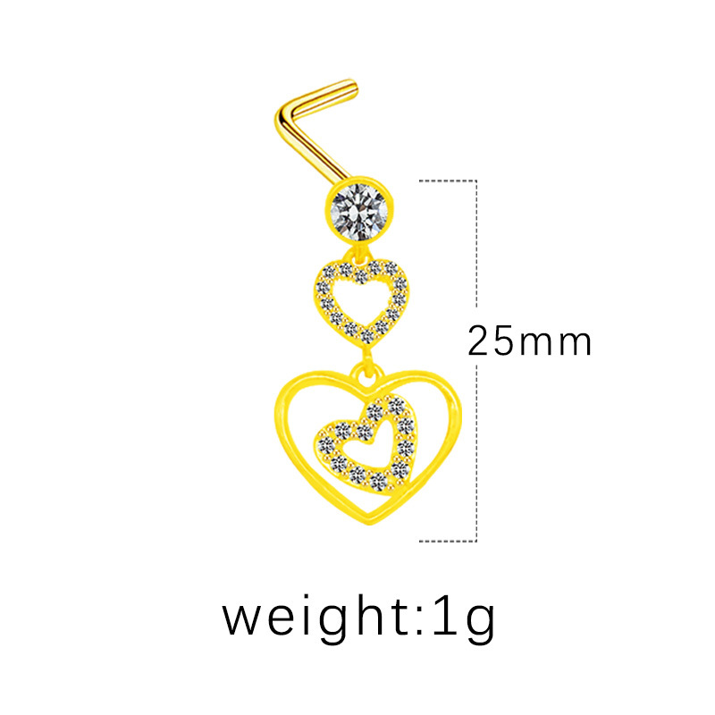 Piercing pentru nas, unghie de nas în formă de inimă, pandantiv cu cinci stele, diamant transfrontalier european și american, unghie de nas, unghie de nas, știft pentru nas_voghion.com