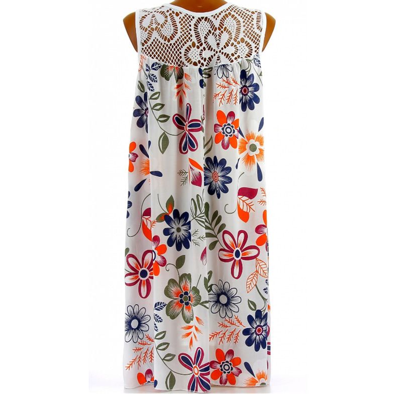 2022 Women's Sleeveless Head Lace Printed Large Swing Tank Top Dress_voghion.com