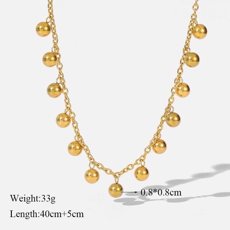 Eilieck 316l Stainless Steel Gold Color Hollow Ball Beaded Pendant Necklace for Women Non-fading Necklace Jewelry Girls Gifts Party_voghion.com