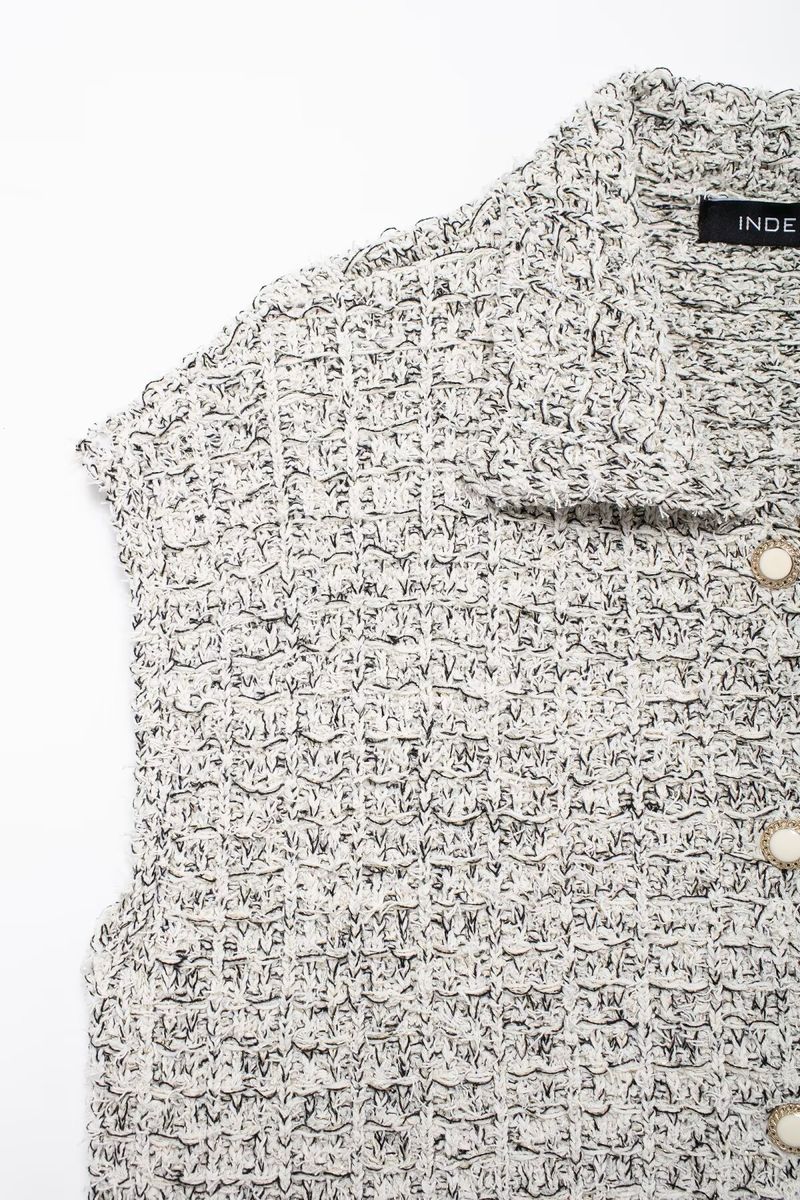 Damenbekleidung 2024 Herbst neue Mode Metallfarblinientextur Strickweste_voghion.com