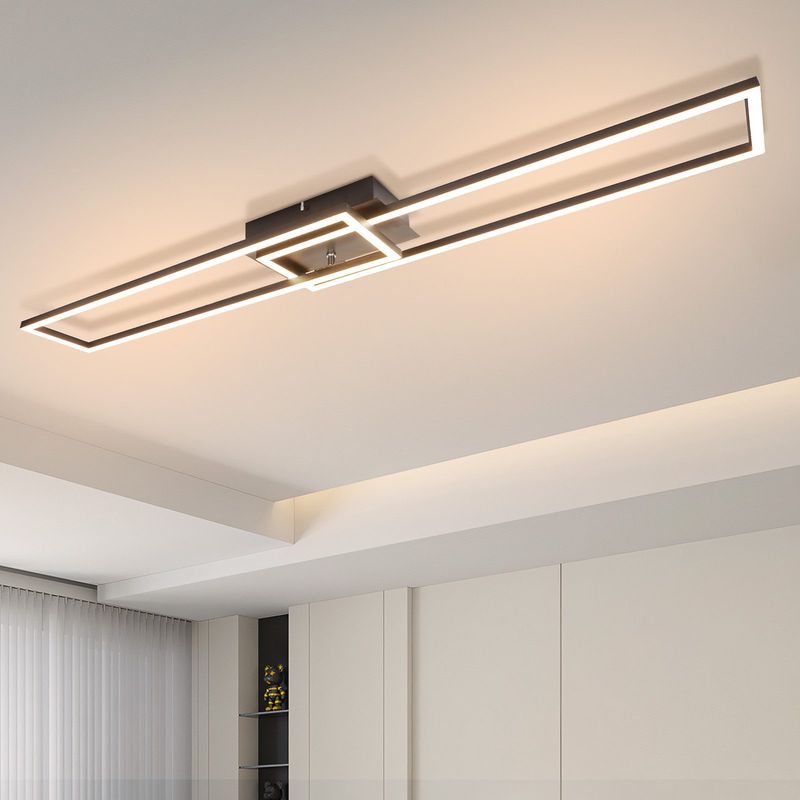 Glitzerlife Deckenleuchte LED Deckenlampe Schlafzimmer - Weiß Rahmen Schlafzimmerlampe 32W Moderne Wohnzimmerlampe 3000K Warmweiß Esszimmerlampe Rechteckiges Design_voghion.com