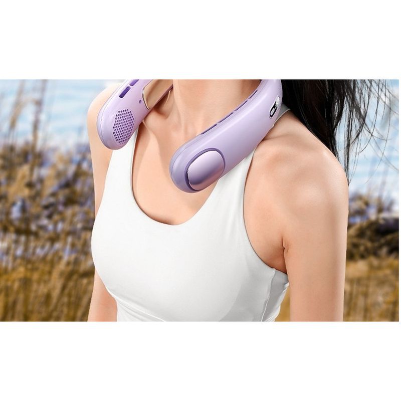 Five-Speed Bladeless Cooling Strong Wind Lazy Portable Rechargeable Long Battery Life Neck Hanging Fan_voghion.com