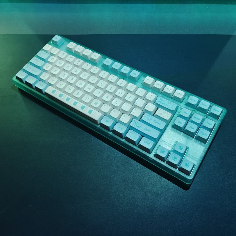 New 87 Key Wired Mechanical Keyboard, Heat Sublimation Cartoon Keycap Gaming Keyboard, Multiple Lighting Options, Cross-border Spot Wholesale_voghion.com