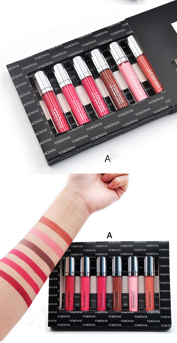 2023 neue Lipgloss Matte Set Veet Sexy Lippenstift Kit 6/12 Teile/los Kosmetik Set Wasserdicht Langlebig Lip Gloss Make-Up Tönung Kit_voghion.com