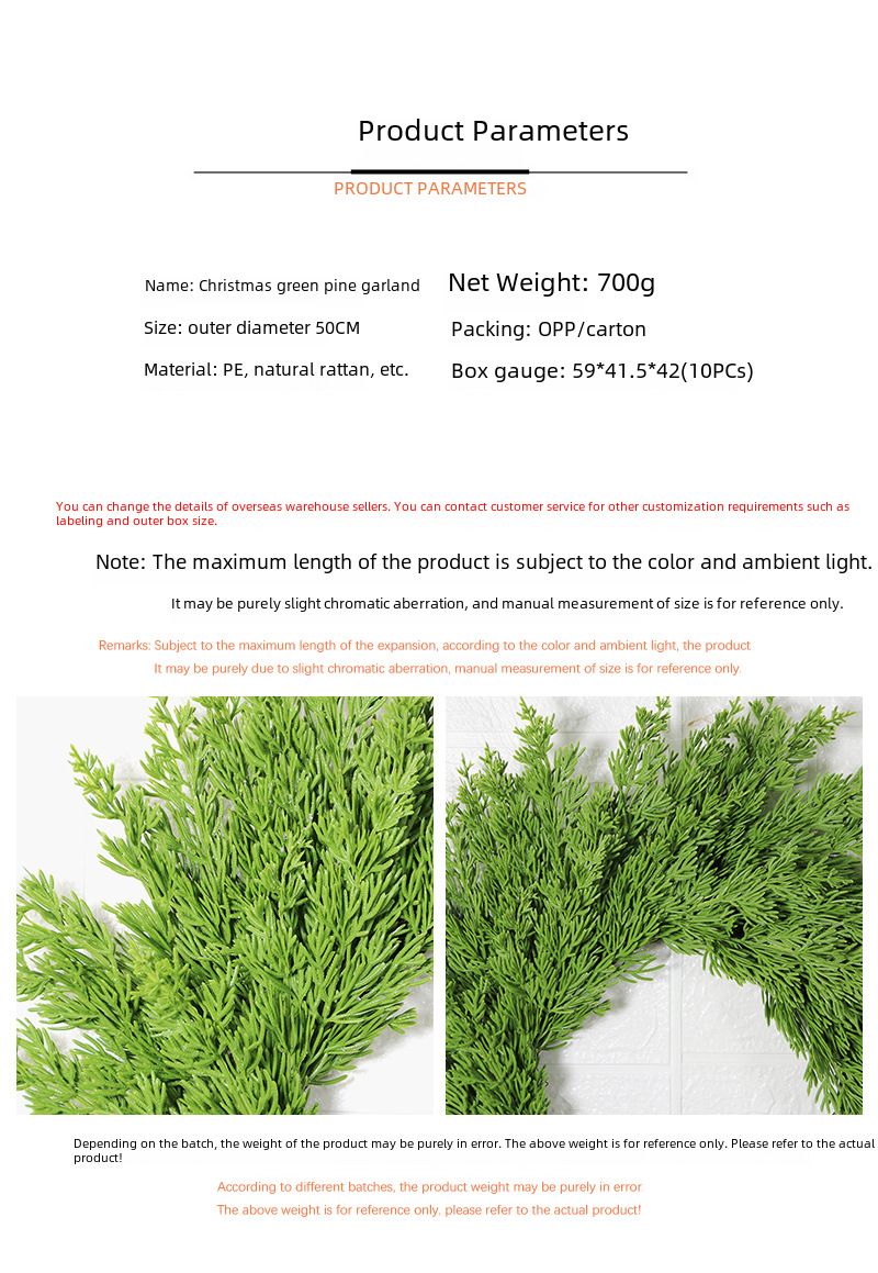 Meihui Christmas Green Pine Needle Wreath 50CM20 inch Christmas Wreath Natural Rattan Wreath Holiday Front Door Decoration Wall Decoration_voghion.com