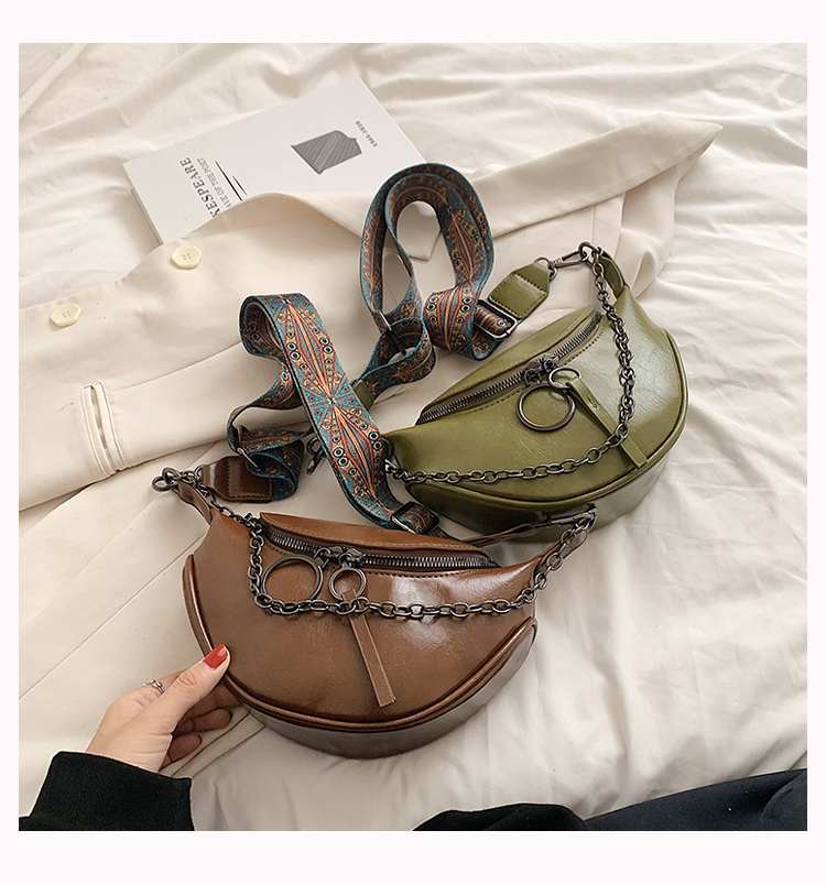 Muoti satulavyötärö vyölaukku nahkainen naisten vyölaukut ketju käsilaukku kukkaro nainen retro olkapää crossbody rintalaukku_voghion.com