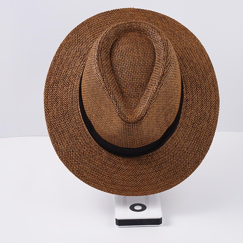 Neu eingetroffen Mode Sommer Casual Unisex Strand Große Krempe Jazz Sonne Panama Papier Stroh Frauen Männer Cowboy Fedora Hut Gangster_voghion.com