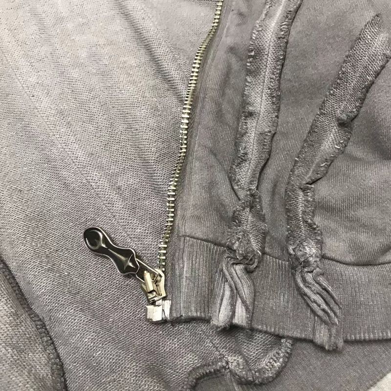 Herrenbekleidung THUG CLUB VIBE Washed Metal Zipper Masked Ninja Kapuzenjacke Kurzes Sweatshirt Herrenjacke_voghion.com