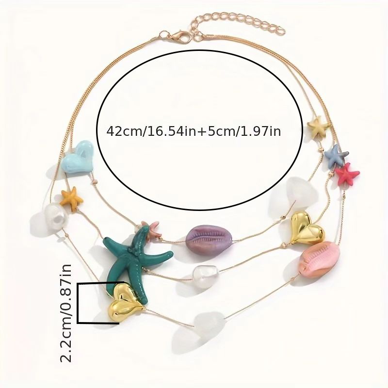Jewelry Sets Necklace Earring Set Ring Bracelet Set New Resin Beach Style Shell Starfish Women's Accessories Necklace_voghion.com