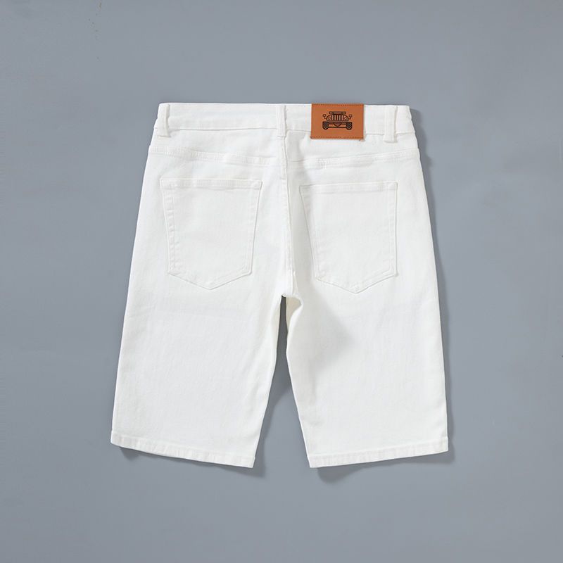 2025 Denim Shorts For Men, Summer Thin Loose Straight Slim Korean Style Casual Stretch Five-Point Mid-Length Shorts,_voghion.com