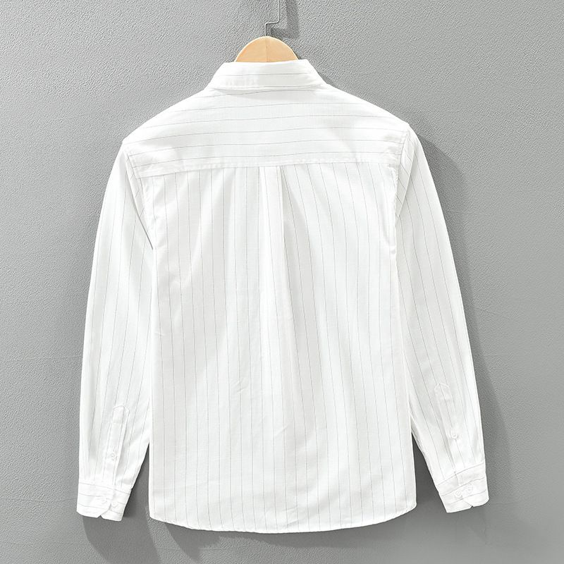 New Striped Long Sleeved Shirt For Men, Fashionable And Versatile, Artistic And Casual Loose Top_voghion.com