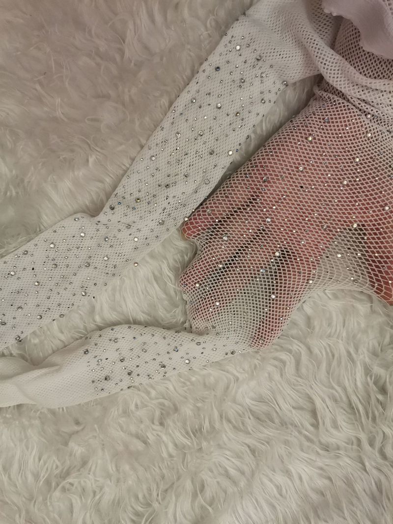 2025d Sexy Tights Fishnet Pantyhose With Rhinestones, Small Mesh Jumpsuit, Black 2003_voghion.com
