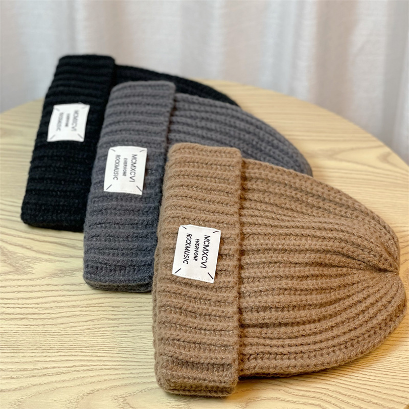 Bonnet tricoté pour femme, pull à la mode d'hiver, coupe ample pour nouvel étudiant, avec un grand tour de tête pour la chaleur extérieure_voghion.com