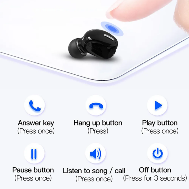 X9 Ασύρματα ακουστικά Bluetooth 5.0 Ακουστικά με μικρόφωνο Μονό in-Ear Sports Αδιάβροχο TWS Earbuds Bluetooth Handsfree Ακουστικά_voghion.com