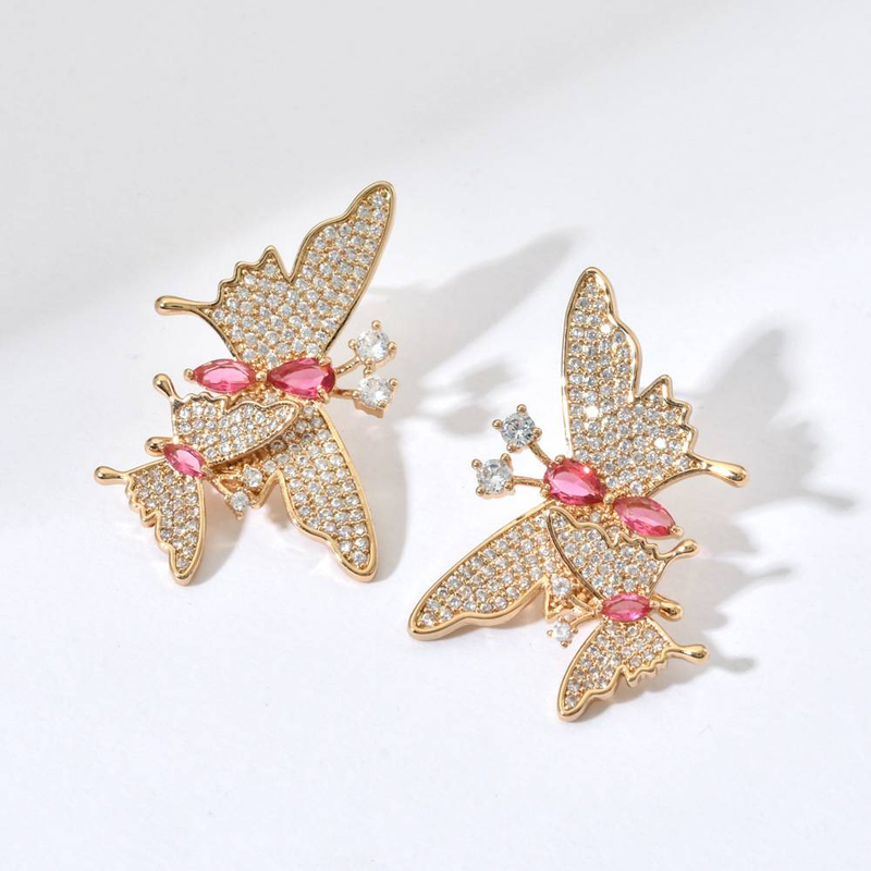 Nuovi orecchini classici da donna primaverili Orecchini per bambini con zirconi intarsiati a farfalla di dimensioni carine Orecchini per matrimoni eleganti e minimalisti per feste_voghion.com