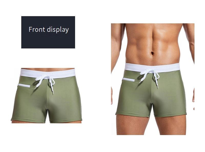 Costume da bagno da uomo - Pantaloncini da spiaggia ad asciugatura rapida per vacanze termali e al mare. Design a blocchi di colore. Comodo interno gamba da 4 pollici._voghion.com