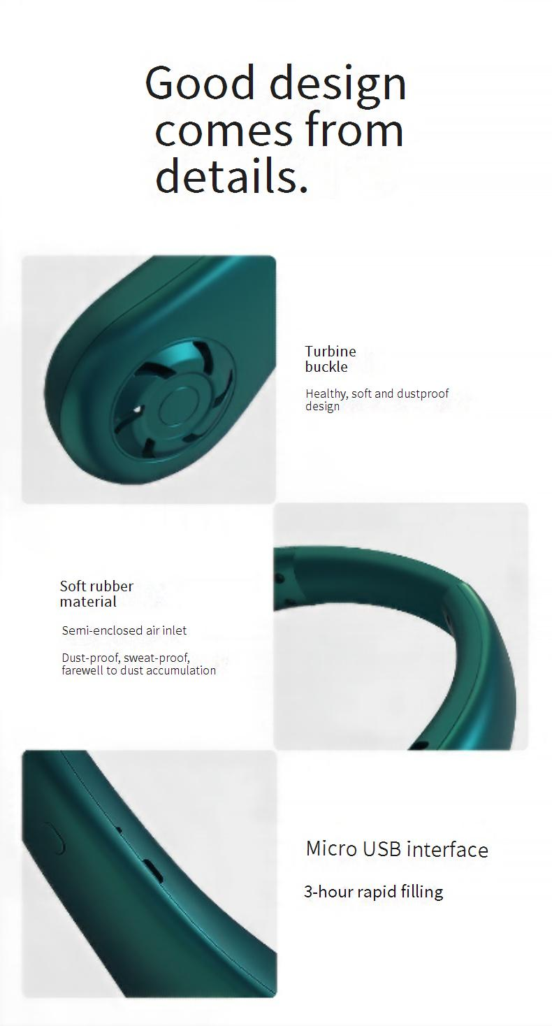 Turbo-Nackenventilator ohne Flügel – langlebiger, wiederaufladbarer tragbarer Ventilator mit 8 Stunden Laufzeit (≤25 dB, freihändig) für Büro/Outdoor_voghion.com