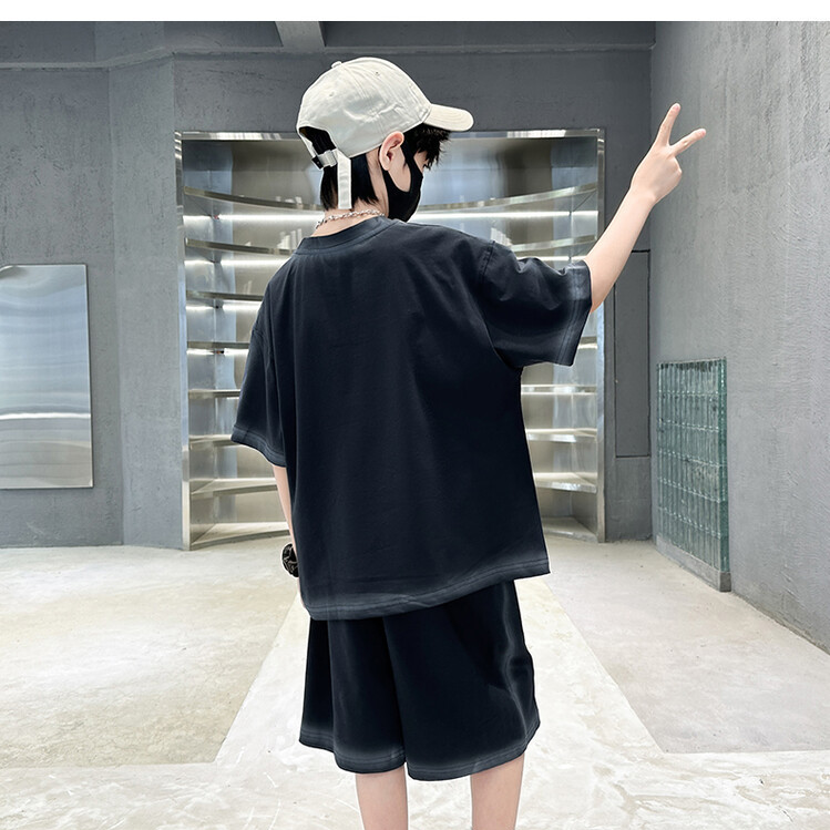 Abbigliamento per bambini, abito estivo a maniche corte per ragazzi, nuovo stile per bambini di media e grande taglia, pantaloncini estivi per bambini, abito a due pezzi per ragazzi_voghion.com