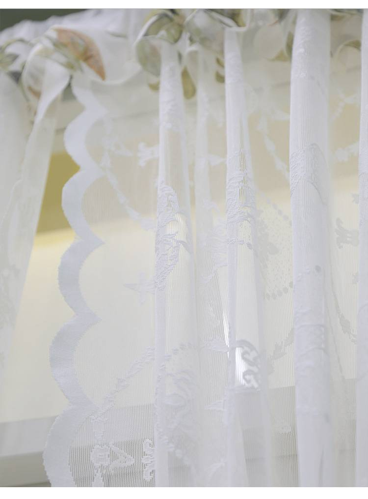 Elegant Lace Voile Window Curtain – White Sheer Drape With Floral Embroidery For Living Room, Bay Window, Café – Lightweight & Breathable_voghion.com