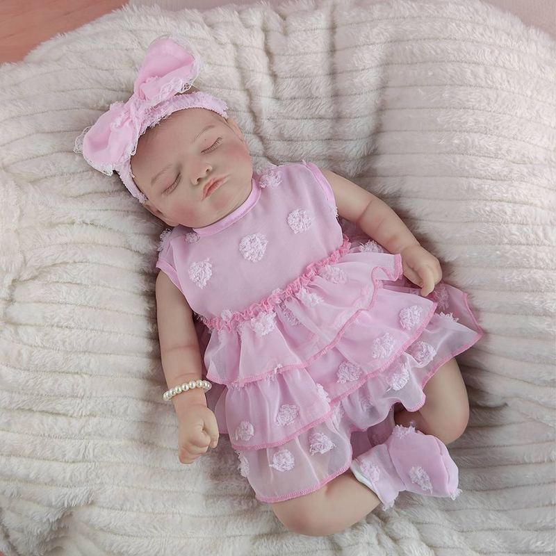 46cm Cloth Body Soft Reborn Dolls Closed Eye Simulation Baby 3D Skin Dress Up Game Doll Girl New Year Present_voghion.com
