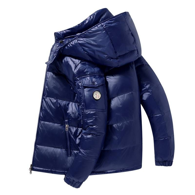 Damenbekleidung Paar Daunenjacke Herren Kurze Outdoor Glänzende Dicke Kapuzenjacke_voghion.com