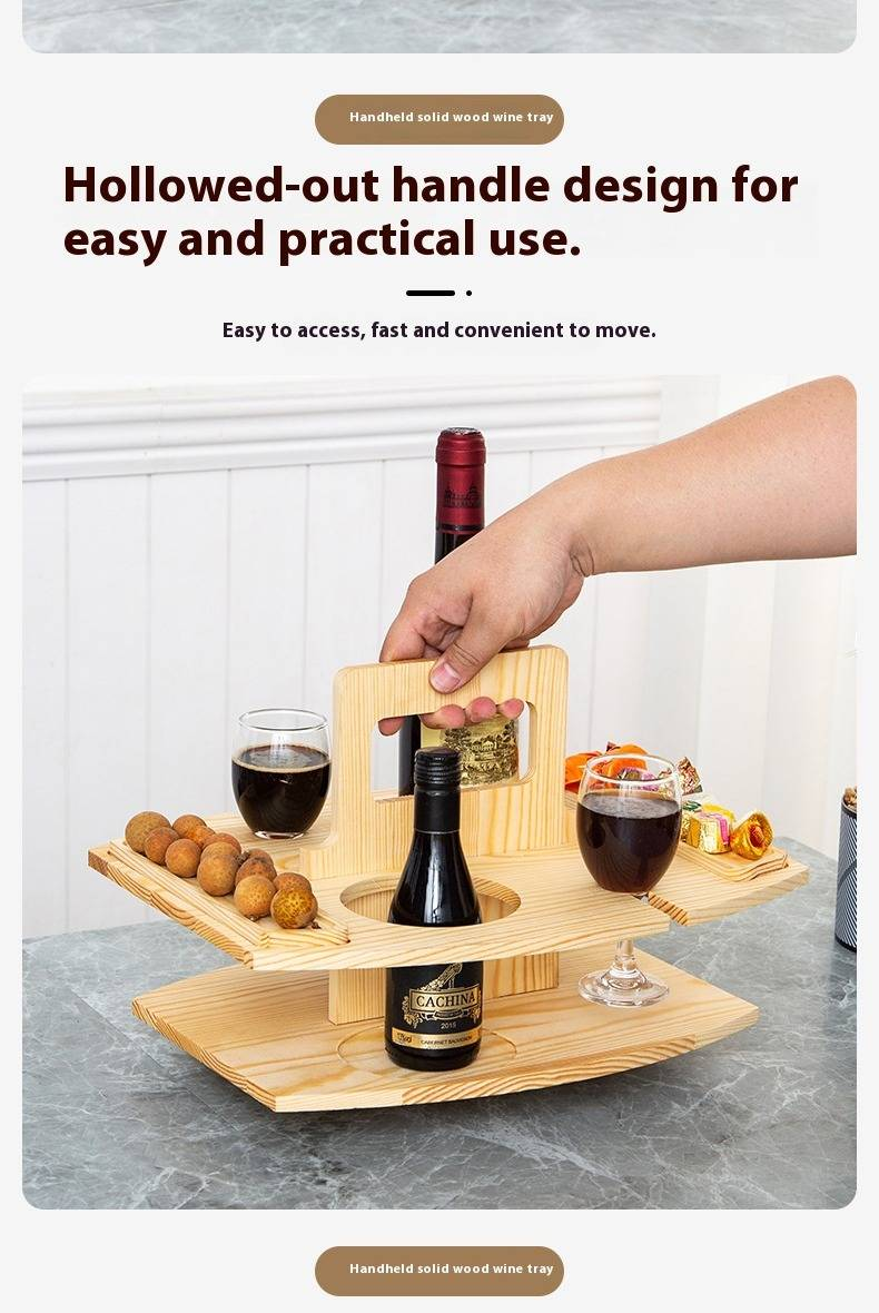 Multi-Purpose Wooden Wine Rack & Picnic Table – Scandinavian-Style Detachable 2-Tier Organizer For Bottles, Glasses & Snacks, Outdoor & Home Use_voghion.com