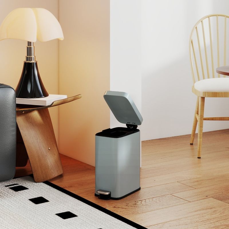 Mülleimer Aus Metall, 5 L Fassungsvermögen, Mit Fußpedal und Inneneimer, Grau_voghion.com