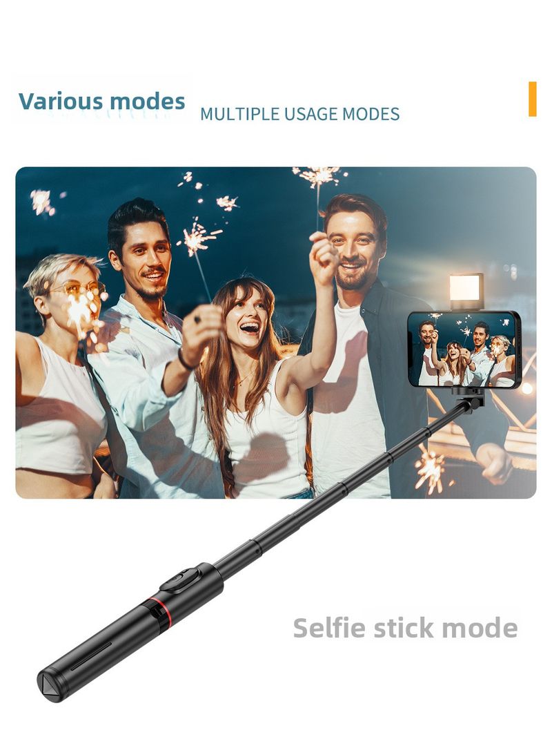 Handy-Selfie-Stick Q14S Reise-tragbares Stativ Versteckter integrierter Handyhalter Beauty-Fülllichthalter_voghion.com