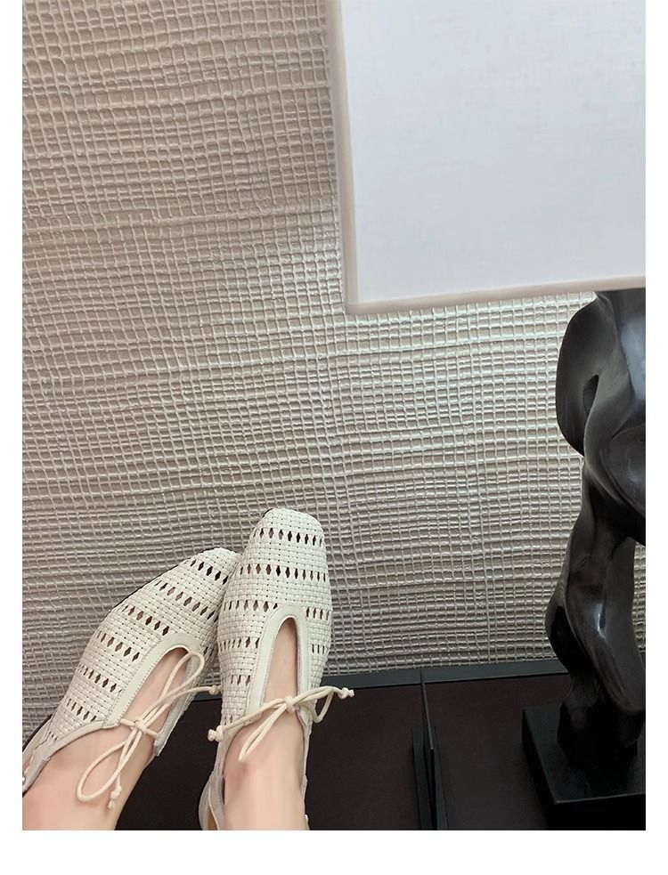 lace Up Vacation Back Strap Single Shoes 2025 Spring And Summer New Women's Fashion Exquisite Versatile Wear Comfortable_voghion.com