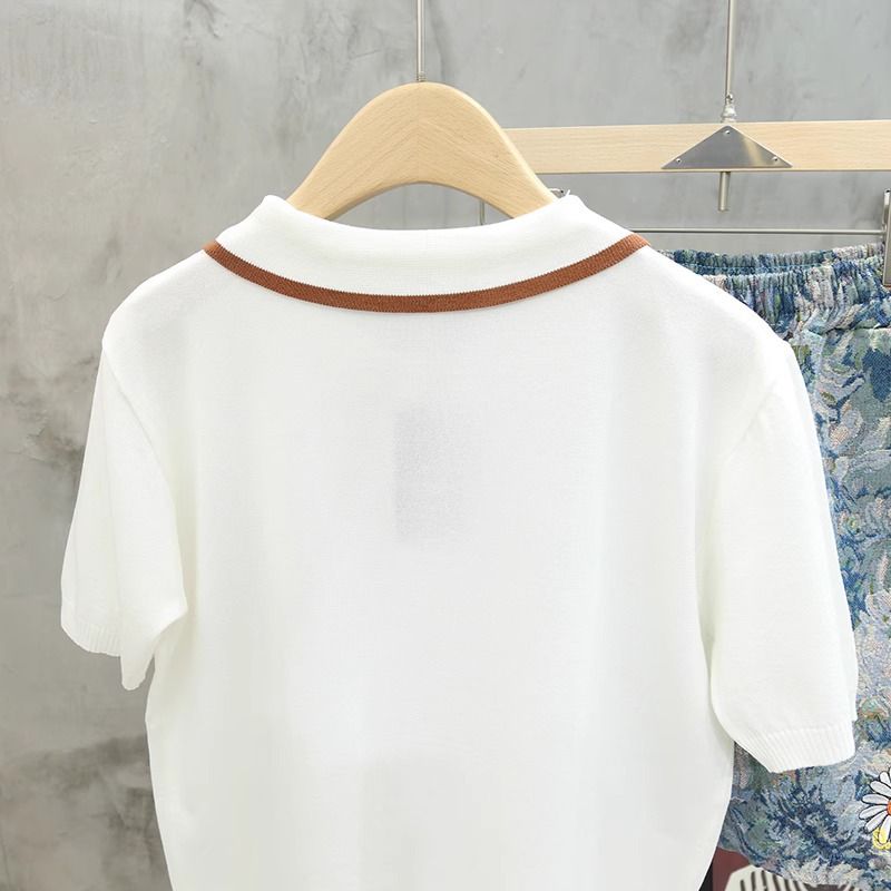 Pánské oblečení Lehké luxusní retro high-end barevně sladěné kapsy s krátkým rukávem Polo pánské letní tenké úzké klopové pruhované tričko s polovičním rukávem_voghion.com