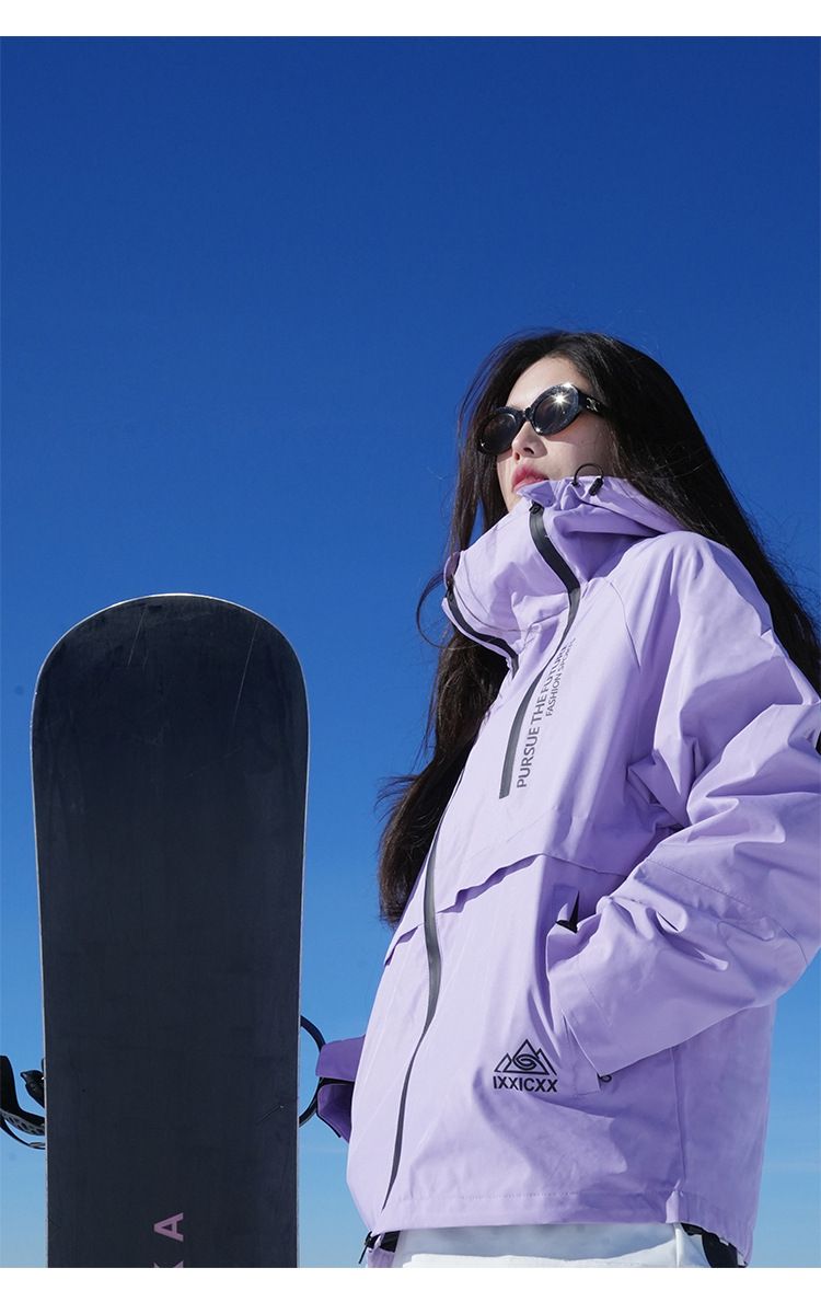 Neues lila Skianzug-Set, leuchtende Farbe, dick warm, geeignet für Männer und Frauen, lässiges Bergsteigen im Freien_voghion.com