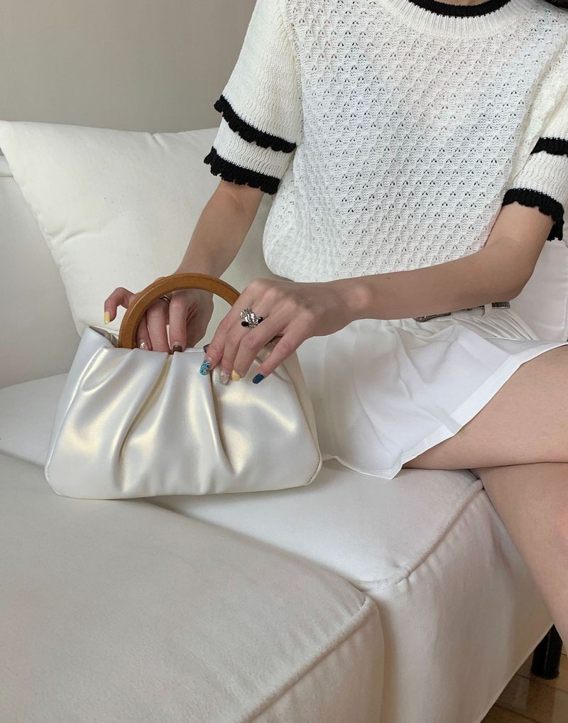 Borsa a tracolla plissettata da ragazza in bianco perla, nuova borsa da donna 2024, borsa da donna alla moda ed elegante_voghion.com