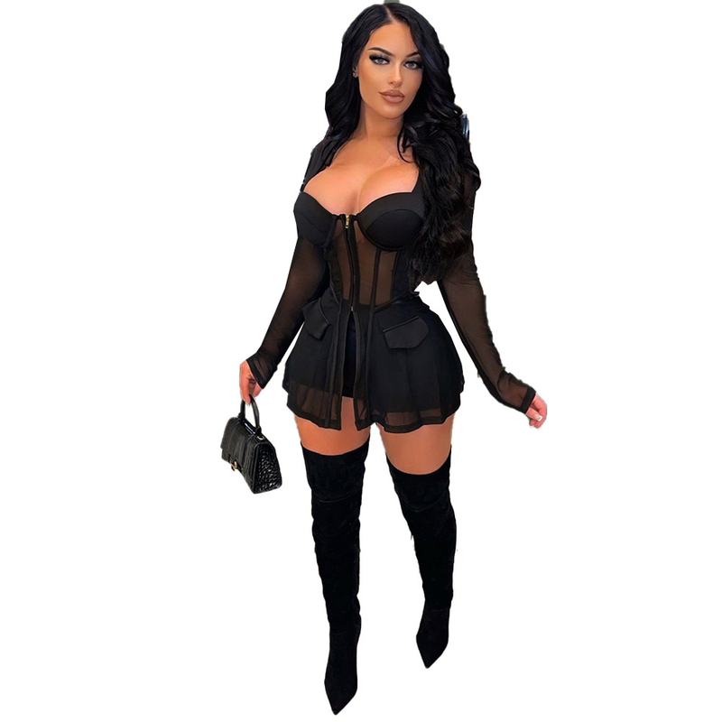 Set di due pezzi di pantaloncini con cerniera trasparente per abbigliamento da sito indipendente da donna_voghion.com