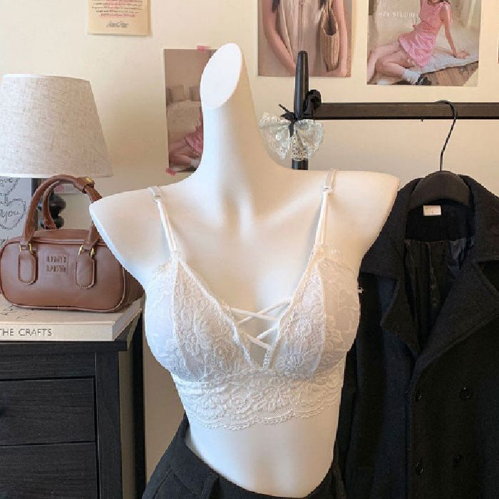 Spicy Girl Pure Desire Style Sexy Gilet in pizzo con spalline piccole e profondo scollo a V intimo da donna con imbottiture per il petto, senza maniche_voghion.com
