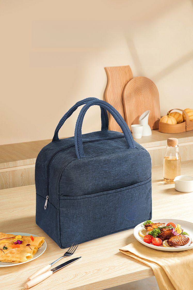 Japanese Style Aluminum Foil Simple Insulated Box Oxford Cloth Large Capacity Thickened Handheld Bento Lunch Bag_voghion.com