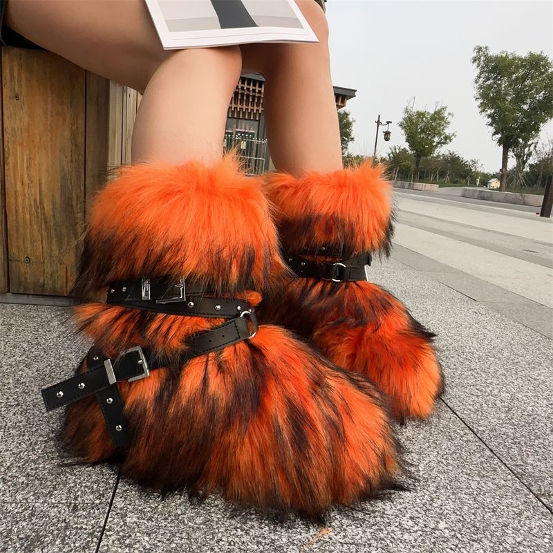 Botas de invierno con plataforma plana estilo punk para mujer, con tachuelas y piel sintética: antideslizantes, cálidas y a la moda (varios colores y tallas disponibles)._voghion.com