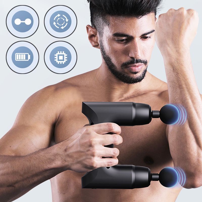 Kahepealine massaažipüstol elektriline fasciapüstol süvakudedega kaela keha selja lihasmasseerija fitnessiks lõõgastumiseks._voghion.com