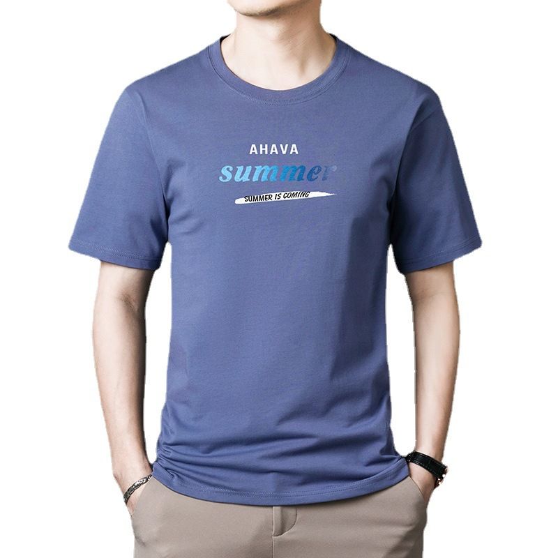 T-shirt à col rond pour homme, décontracté, court, en pur coton, pour jeunes et d'âge moyen_voghion.com