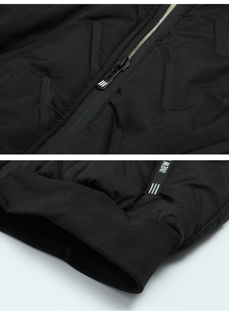 Giacca invernale con cappuccio da uomo foderata in pile - Cappotto ampio e spesso con fodera in sherpa per climi estremamente freddi (nero/grigio, disponibile in taglie forti)_voghion.com