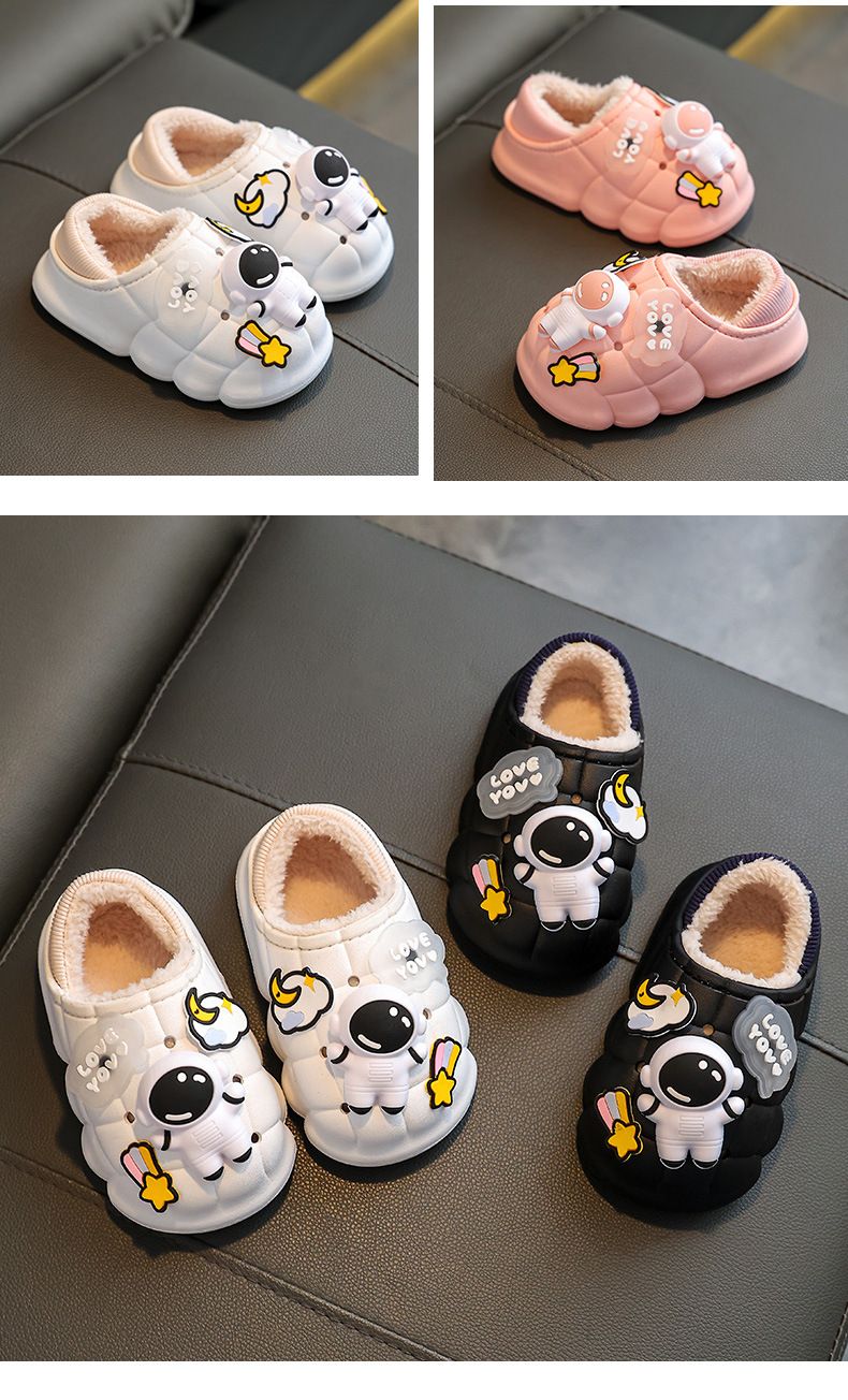 Pantofole invernali per bambini con copertura completa del tallone - Pantofole da casa impermeabili per interni/esterni per ragazzi e ragazze, comode stivaletti antiscivolo foderati in pile_voghion.com