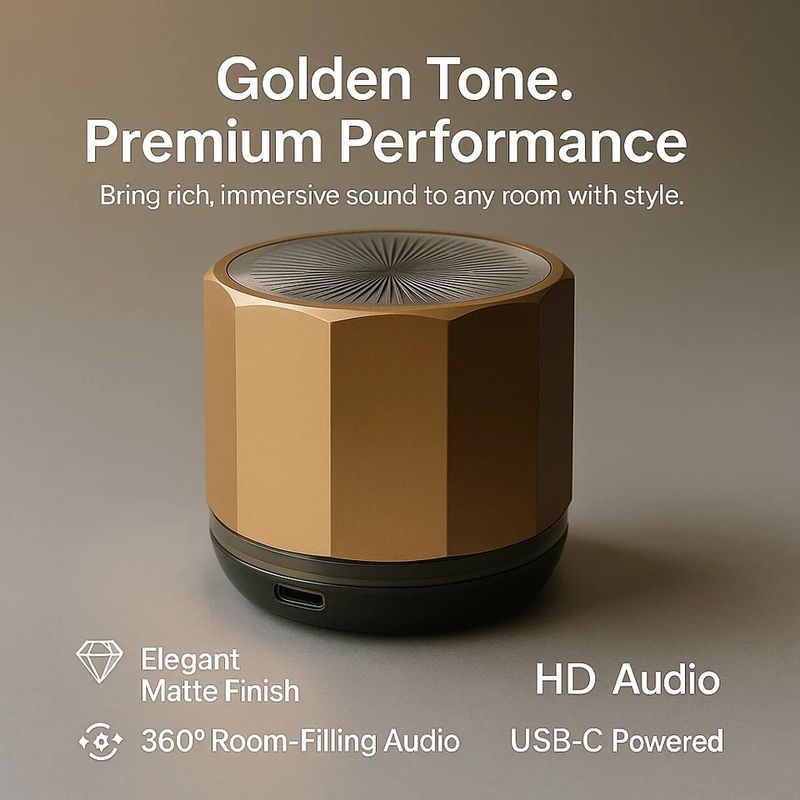 Mini enceinte Bluetooth portable sans fil élégante en métal avec basses puissantes, port USB-C_voghion.com