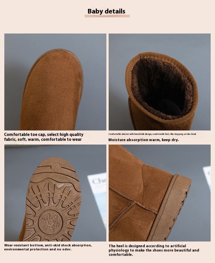 2024 Winter New Women's Large Basic Couple High End Cotton Snow Boots_voghion.com