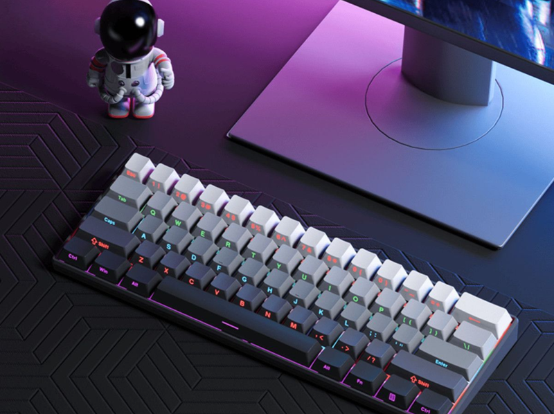 Clavier mécanique F61 dégradé Ral, rétroéclairage coloré, commutateur Blu-ray, adapté aux ordinateurs de bureau, tablettes, ordinateurs portables et jeux_voghion.com
