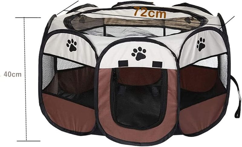 Dotala PET, recinto portatile pieghevole per cani e gatti, in tessuto Oxford 600D di alta qualità, con cerniera superiore rimovibile, per uso interno ed esterno (marrone)_voghion.com