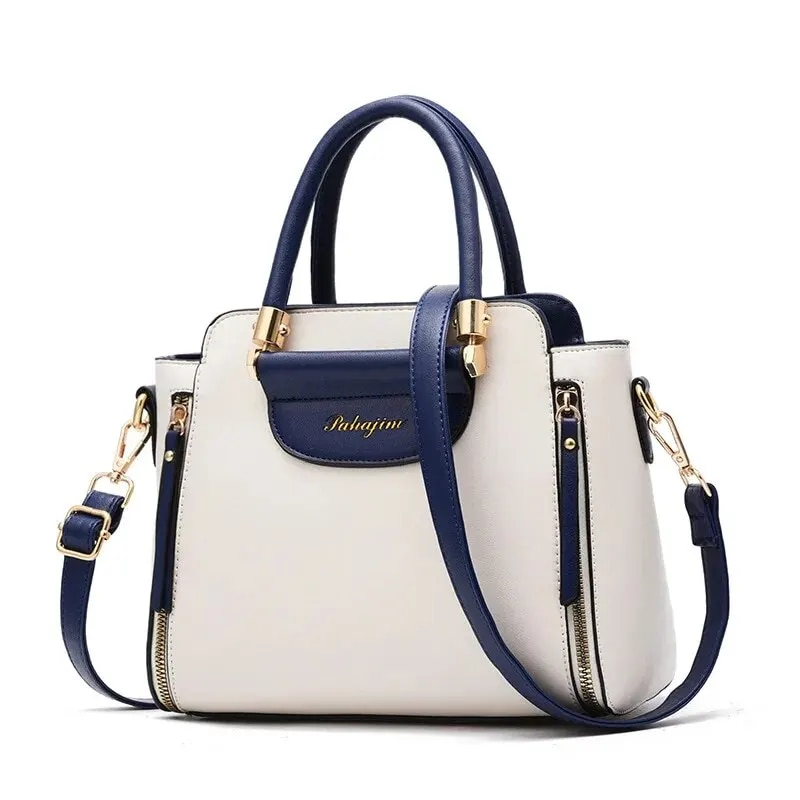 Fashion Color Contrast Handbag, ing Striped Crossbody Bag, Women's Elegant Office & Work Purse_voghion.com